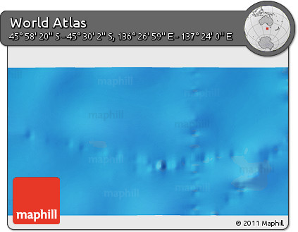Physical 3D Map of the Area around 45° 44' 11" S, 136° 55' 30" E