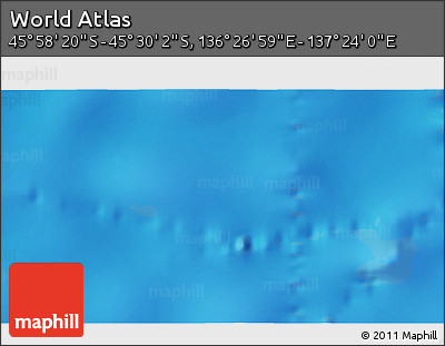 Physical 3D Map of the Area around 45° 44' 11" S, 136° 55' 30" E