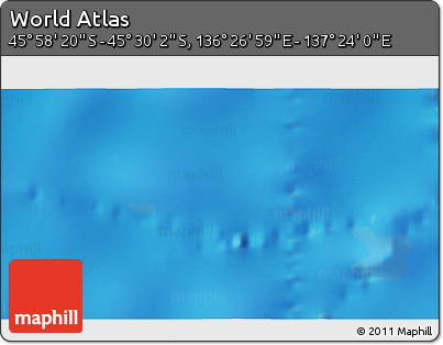 Physical 3D Map of the Area around 45° 44' 11" S, 136° 55' 30" E