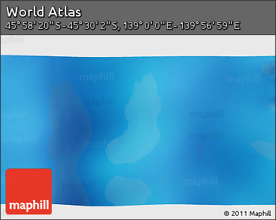 Physical 3D Map of the Area around 45° 44' 11" S, 139° 28' 29" E