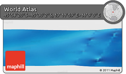 Physical Panoramic Map of the Area around 45° 44' 11" S, 13° 40' 30" E