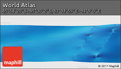 Physical Panoramic Map of the Area around 45° 44' 11" S, 13° 40' 30" E