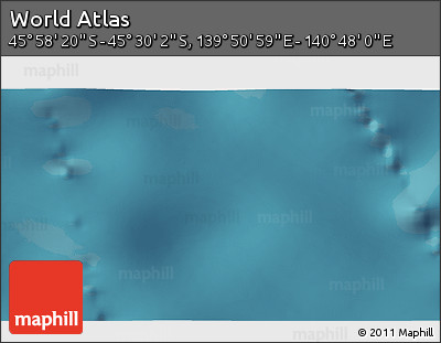 Satellite 3D Map of the Area around 45° 44' 11" S, 140° 19' 29" E