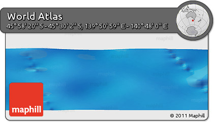 Physical Panoramic Map of the Area around 45° 44' 11" S, 140° 19' 29" E