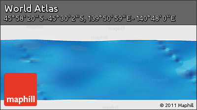 Physical Panoramic Map of the Area around 45° 44' 11" S, 140° 19' 29" E