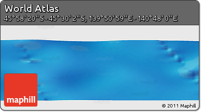 Physical Panoramic Map of the Area around 45° 44' 11" S, 140° 19' 29" E