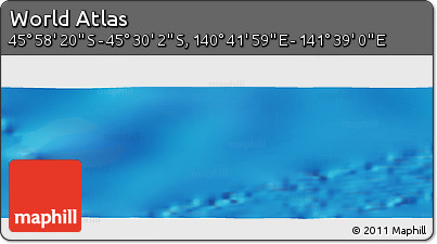 Physical Panoramic Map of the Area around 45° 44' 11" S, 141° 10' 30" E