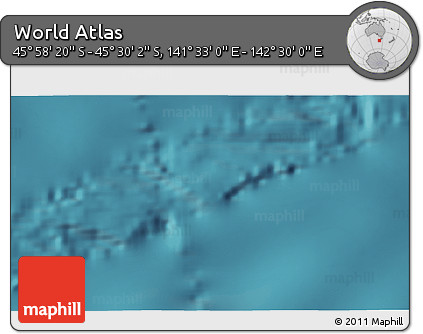Satellite 3D Map of the Area around 45° 44' 11" S, 142° 1' 30" E