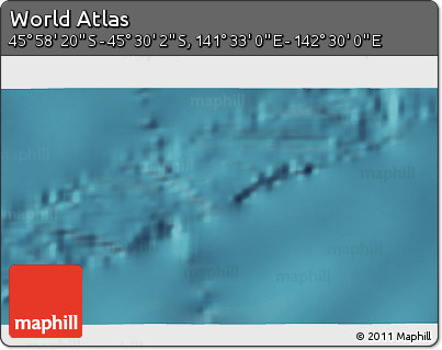 Satellite 3D Map of the Area around 45° 44' 11" S, 142° 1' 30" E
