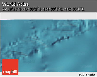 Satellite 3D Map of the Area around 45° 44' 11" S, 142° 1' 30" E
