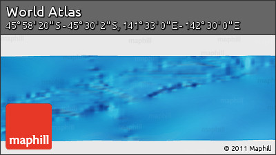 Physical Panoramic Map of the Area around 45° 44' 11" S, 142° 1' 30" E