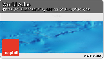 Physical Panoramic Map of the Area around 45° 44' 11" S, 142° 1' 30" E