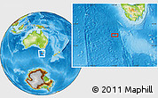 Physical Location Map of the area around 45° 44' 11" S, 143° 43' 29" E
