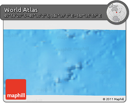 Physical 3D Map of the Area around 45° 44' 11" S, 147° 7' 30" E