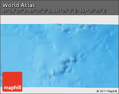 Physical 3D Map of the Area around 45° 44' 11" S, 147° 7' 30" E