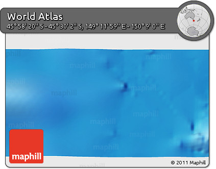 Physical 3D Map of the Area around 45° 44' 11" S, 149° 40' 30" E