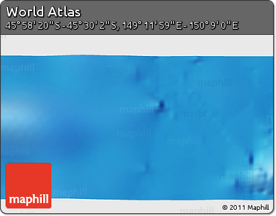 Physical 3D Map of the Area around 45° 44' 11" S, 149° 40' 30" E