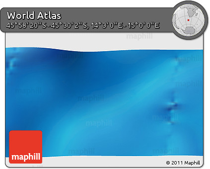Physical 3D Map of the Area around 45° 44' 11" S, 14° 31' 30" E
