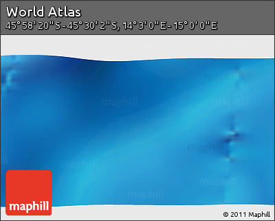 Physical 3D Map of the Area around 45° 44' 11" S, 14° 31' 30" E