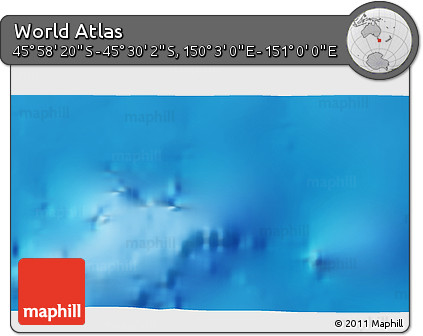 Physical 3D Map of the Area around 45° 44' 11" S, 150° 31' 30" E
