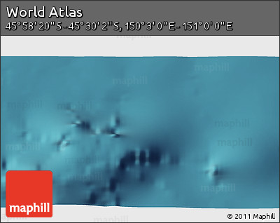 Satellite 3D Map of the Area around 45° 44' 11" S, 150° 31' 30" E