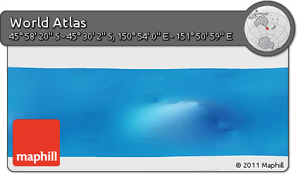 Physical Panoramic Map of the Area around 45° 44' 11" S, 151° 22' 30" E