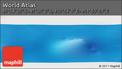 Physical Panoramic Map of the Area around 45° 44' 11" S, 151° 22' 30" E