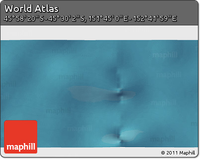 Satellite 3D Map of the Area around 45° 44' 11" S, 152° 13' 29" E