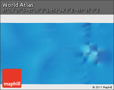 Physical 3D Map of the Area around 45° 44' 11" S, 154° 46' 30" E