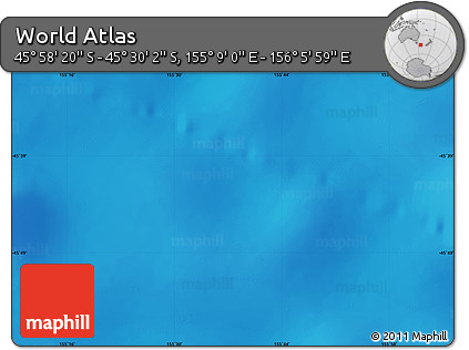 Physical Map of the Area around 45° 44' 11" S, 155° 37' 30" E