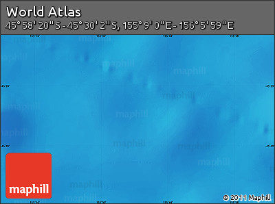 Physical Map of the Area around 45° 44' 11" S, 155° 37' 30" E