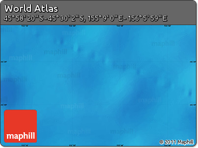 Physical Map of the Area around 45° 44' 11" S, 155° 37' 30" E