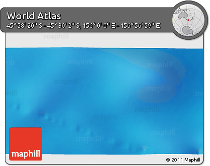 Physical 3D Map of the Area around 45° 44' 11" S, 156° 28' 29" E