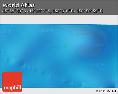 Physical 3D Map of the Area around 45° 44' 11" S, 156° 28' 29" E