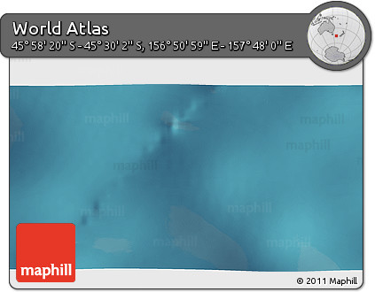 Satellite 3D Map of the Area around 45° 44' 11" S, 157° 19' 29" E