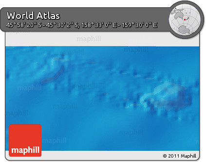 Physical 3D Map of the Area around 45° 44' 11" S, 159° 1' 30" E