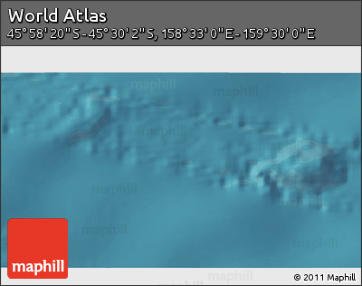 Satellite 3D Map of the Area around 45° 44' 11" S, 159° 1' 30" E