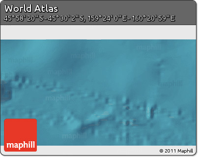 Satellite 3D Map of the Area around 45° 44' 11" S, 159° 52' 30" E
