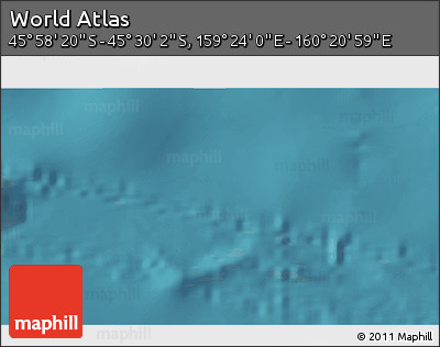 Satellite 3D Map of the Area around 45° 44' 11" S, 159° 52' 30" E