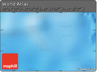 Physical Map of the Area around 45° 44' 11" S, 15° 13' 29" W