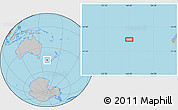 Gray Location Map of the area around 45° 44' 11" S, 160° 43' 29" E