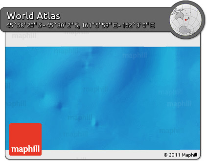 Physical 3D Map of the Area around 45° 44' 11" S, 161° 34' 29" E