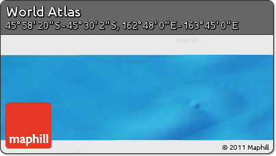 Physical Panoramic Map of the Area around 45° 44' 11" S, 163° 16' 30" E