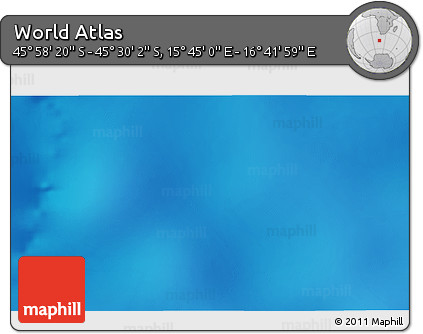 Physical 3D Map of the Area around 45° 44' 11" S, 16° 13' 30" E