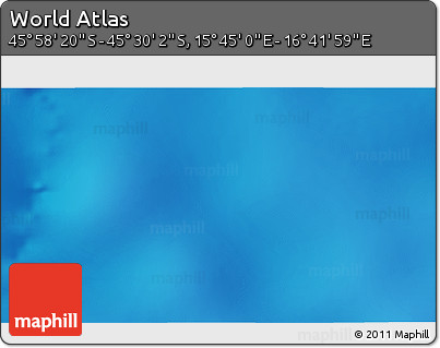 Physical 3D Map of the Area around 45° 44' 11" S, 16° 13' 30" E