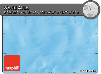 Shaded Relief Map of the Area around 45° 44' 11" S, 174° 19' 29" E
