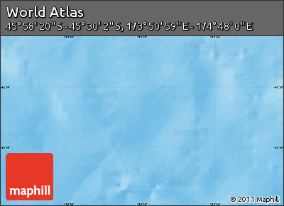 Shaded Relief Map of the Area around 45° 44' 11" S, 174° 19' 29" E
