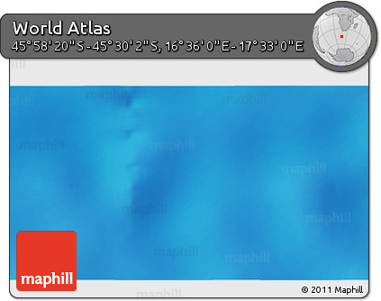 Physical 3D Map of the Area around 45° 44' 11" S, 17° 4' 30" E