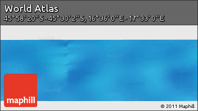 Physical Panoramic Map of the Area around 45° 44' 11" S, 17° 4' 30" E