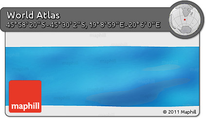 Physical Panoramic Map of the Area around 45° 44' 11" S, 19° 37' 30" E